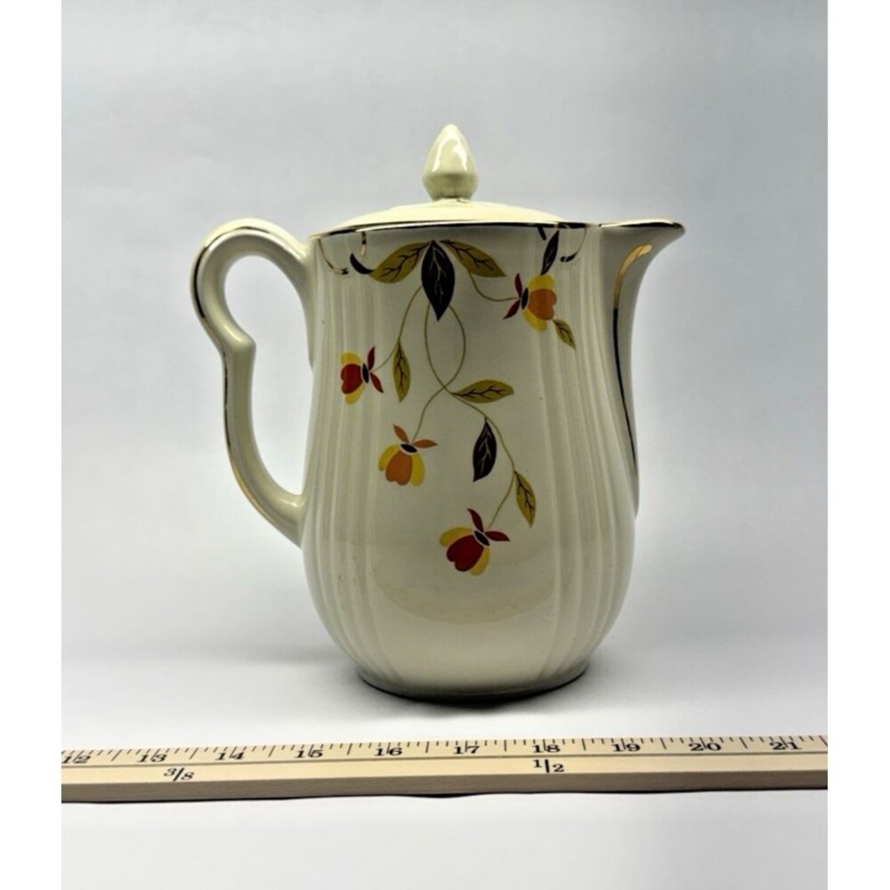 Hall’s Autumn Leaf Coffee Pot Pitcher w Lid Jewel Tea Hall USA Vintage - Picture 2 of 9